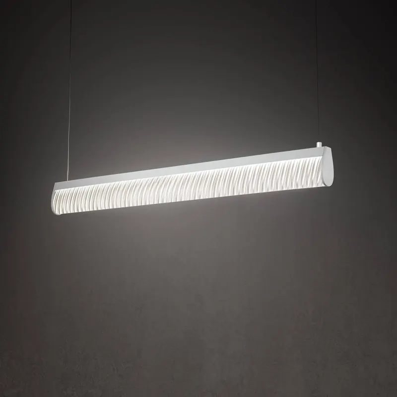Lampa wisząca LED Modula marki Slamp, plisowana, jasnoszara