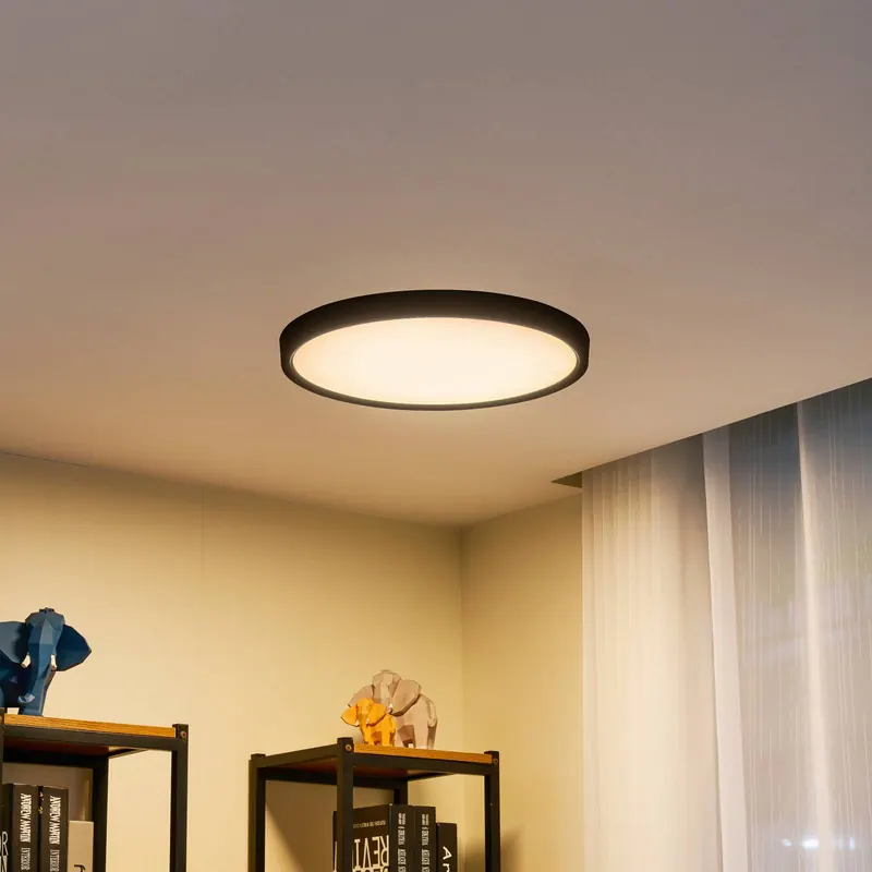 Lampa sufitowa Lindby Smart LED Pravin, Ø 50 cm, CCT, czarna