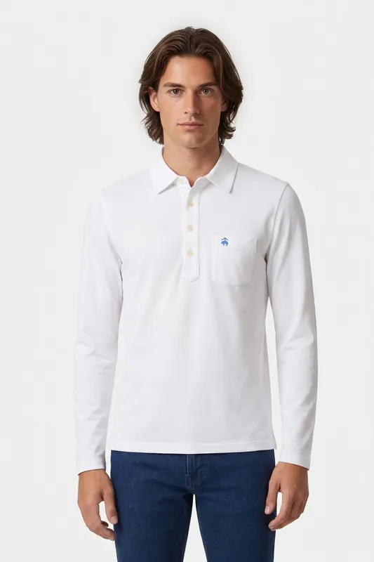 Brooks Brothers Knit Long Sleeve Polos White Maat: S | Longsleeves Outlet | Heren | Wit