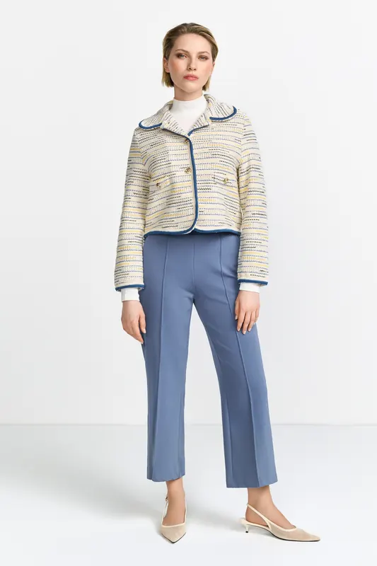 Rich & Royal Bouclé Jacket With Tape Vintage Blue Maat: M | Korte Jassen Outlet | Dames | Blauw