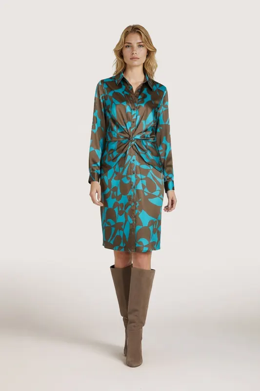 EsQualo Dress Fancy Sateen Expressive Roots Print Maat: 36 | Blousejurken Outlet | Dames