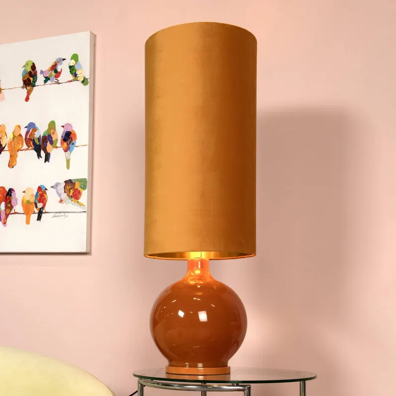 Lampa stojąca Esterad, ochra, Ø 34 cm, wys. 100 cm, szkło