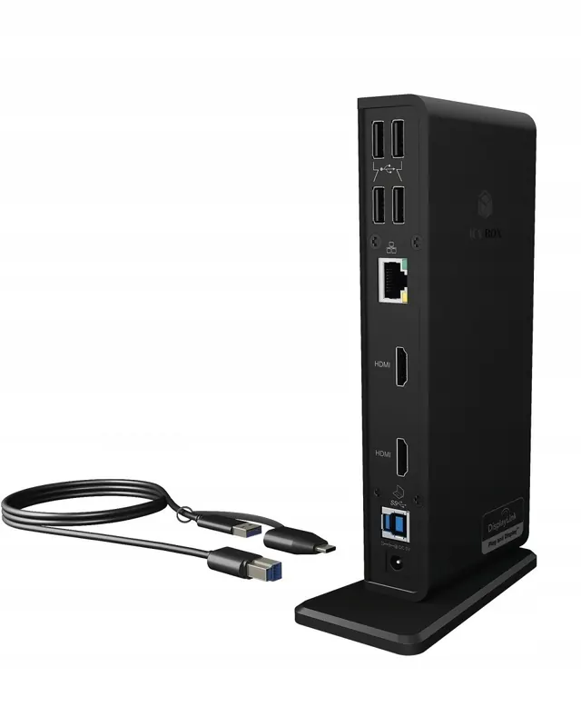 Icybox Stacja dokująca IB-DK2251AC do Notebooka DisplayLink, 2 x Hdmi