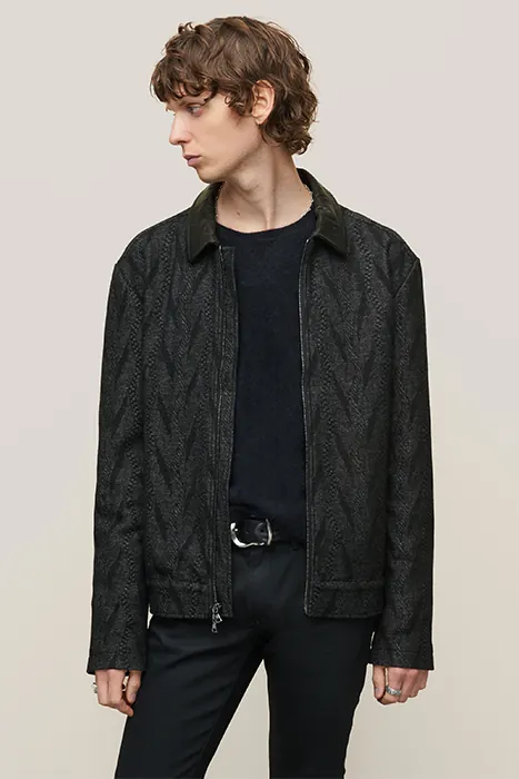 John Varvatos Bergen Regular Fit Ls Zip Front Jacket With Leathe Black Maat: XL | Lichte Jassen Outlet | Heren | Zwart