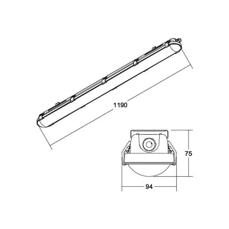 BRUMBERG Humid One Pro – lampa korytkowa LED z systemem DALI, 119 cm