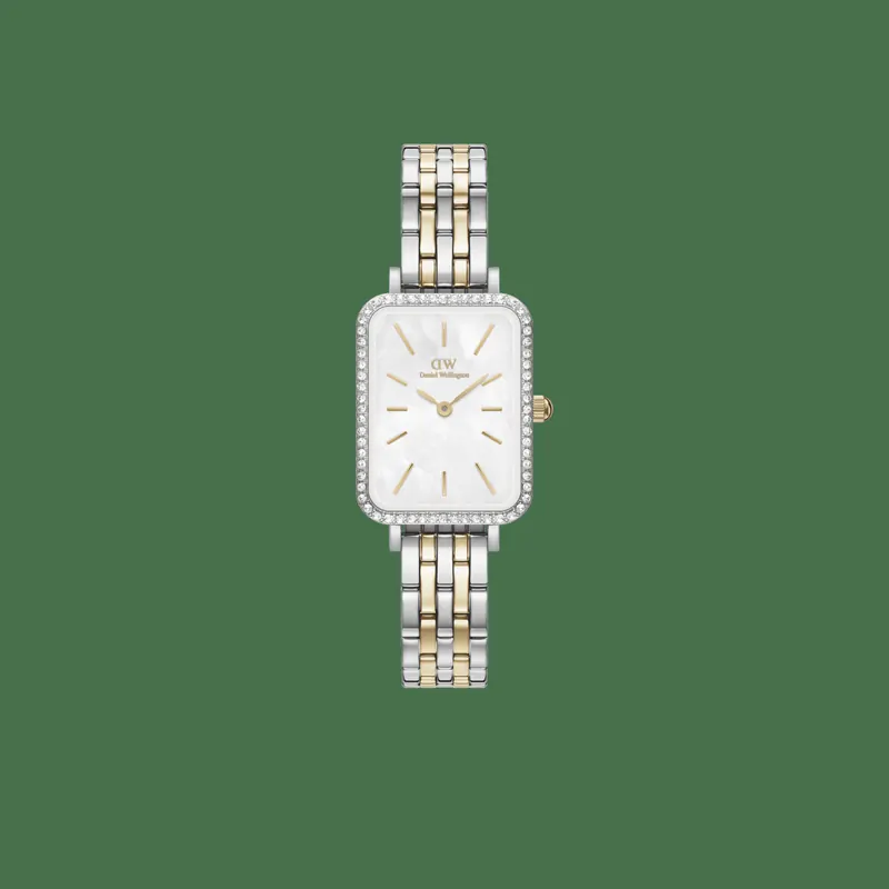 Daniel Wellington DW Watch Quadro Lumine Bezel 5-Link Two-Tone MOP 20x26mm Silver