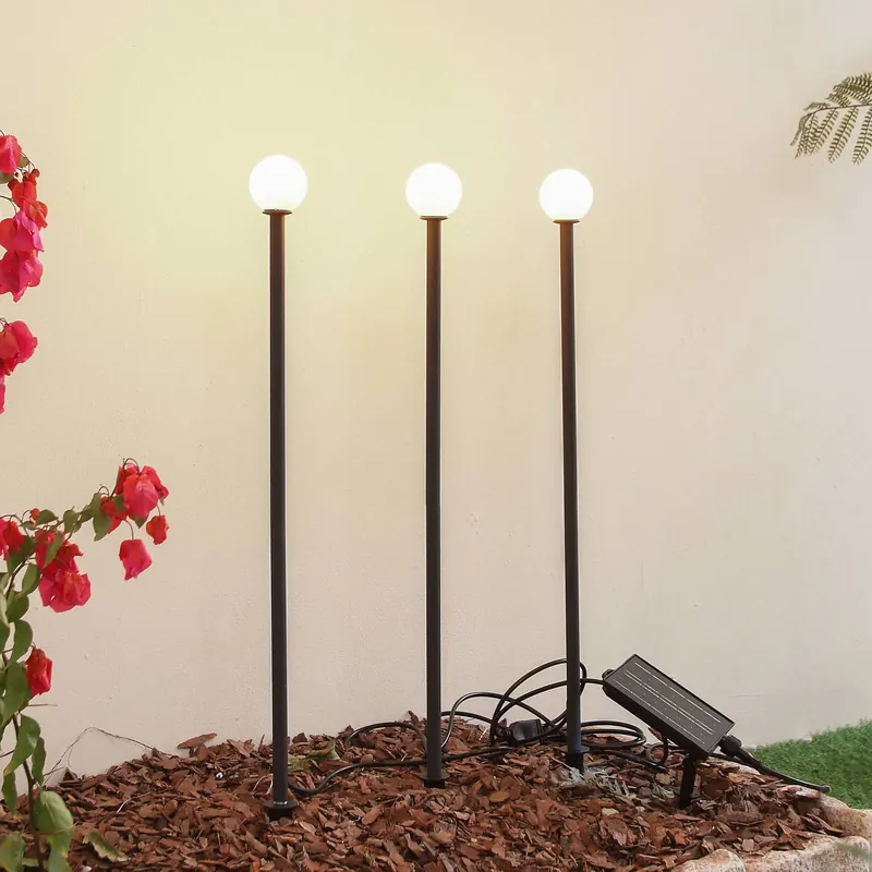 Lindby Lampa solarna LED Freydis, zestaw 3 szt., czarna, 2000 K