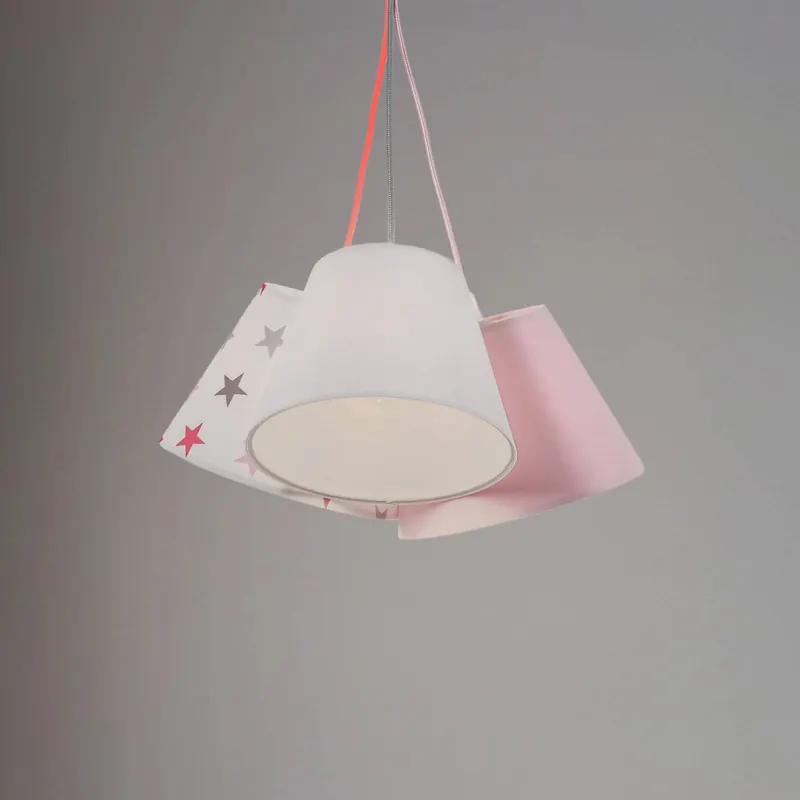 Lampa wisząca dziecięca Zsofia 3-punktowa biała/różowa