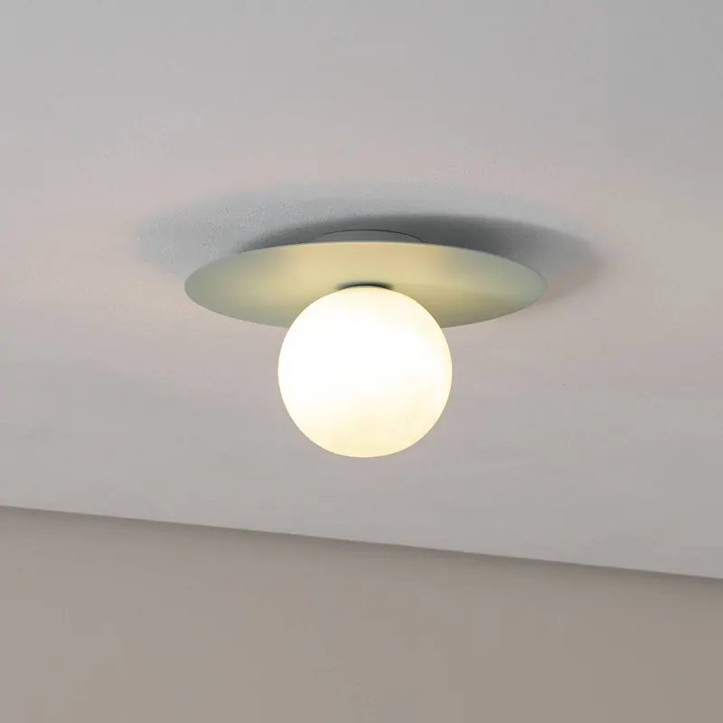 Lampa sufitowa Pixie, miętowo-zielona, szkło, Ø 25 cm, kulista, G9