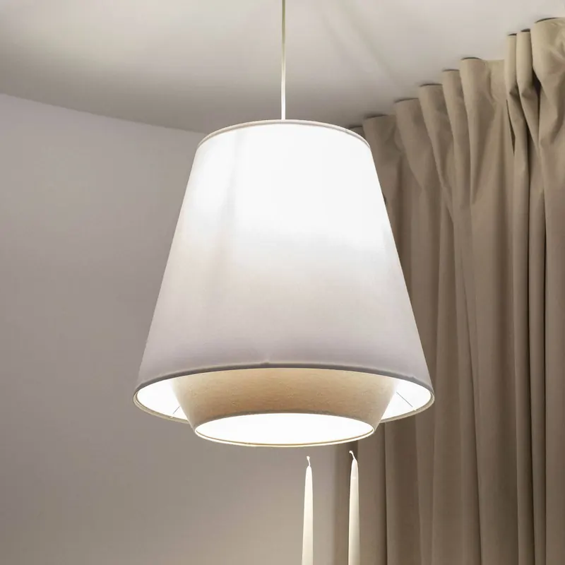 Lampa wisząca Sensei doblo, biały/beżowy, Ø 50 cm, tekstylna