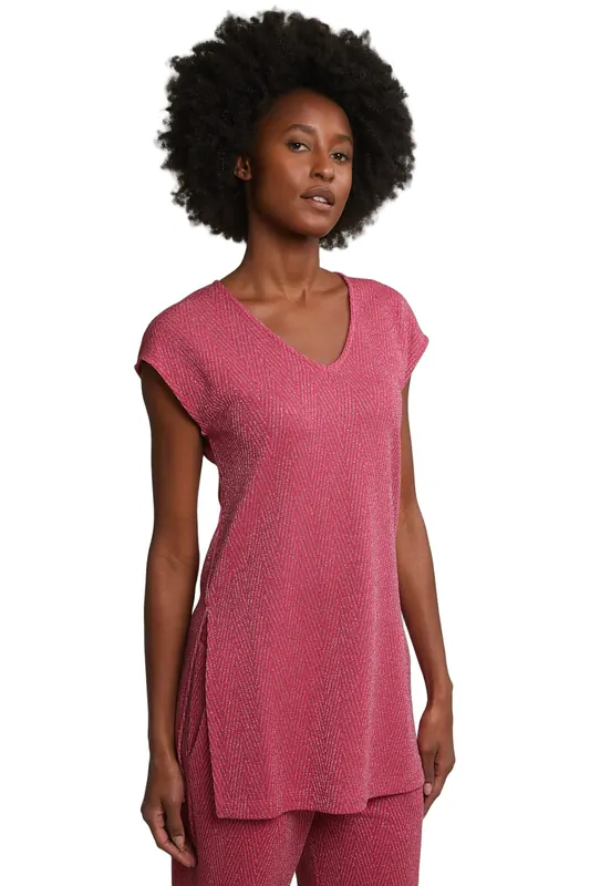 River Woods Fuchsia Sleeveless Glitter T-shirt Maat: XL | Tops Outlet | Dames | Roze