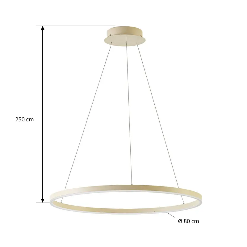 Żyrandol LED Arcchio Albiona, beżowa, 1 pierścień, Ø 80 cm
