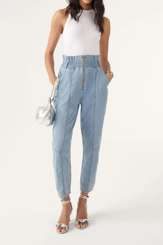 BA&SH Carrot Trousers Lightusedblue Maat: M | Straight Broeken Outlet | Dames | Blauw
