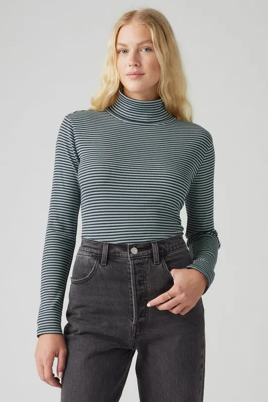 Levi's Dreamy Turtleneck Iceberg Blazer Navy Maat: S | Longsleeves Outlet | Dames | Grijs
