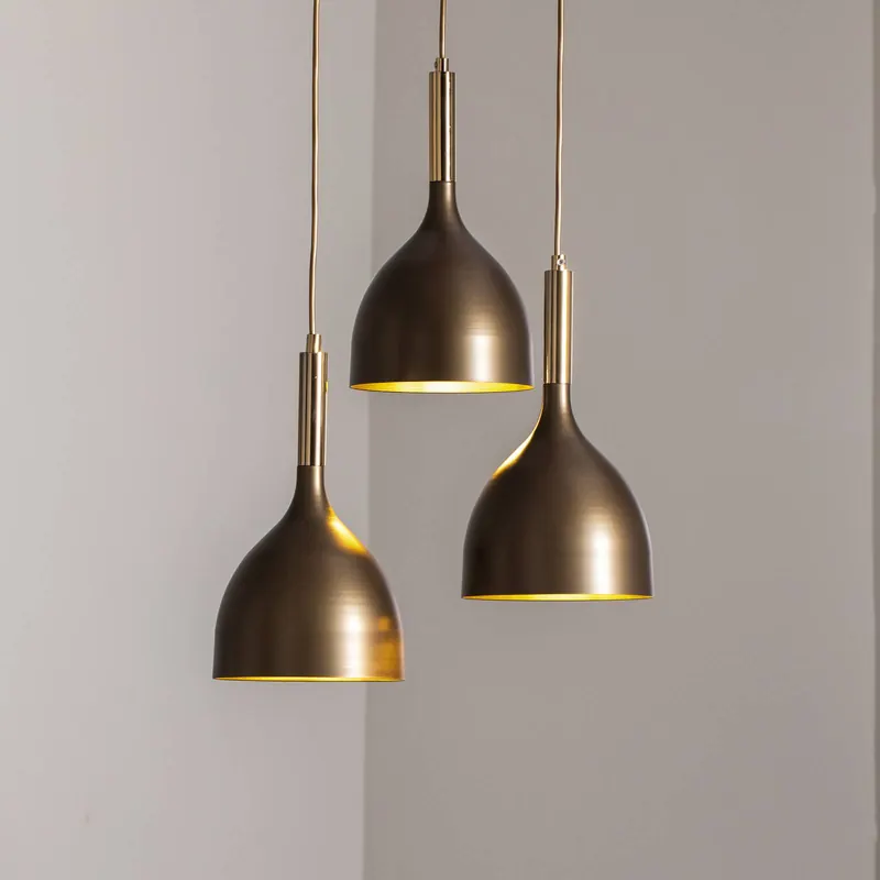 Lampa wisząca Noak 3-punktowa, okrągła, tytanowo-złoty/złoty, stal