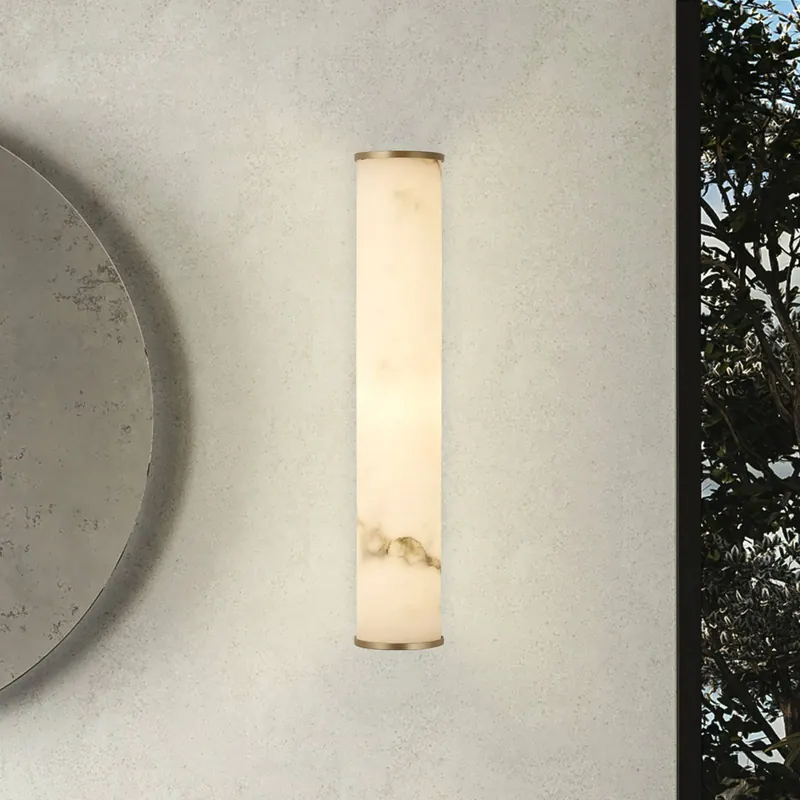 Kinkiet LED do łazienki Wales, złota/marmurkowata, 35 cm stal/żywica