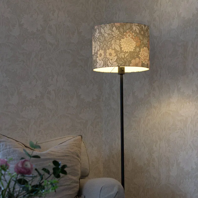 Lampa stojąca Amy, Dahlia zielona/czarna, 150 cm, tekstylna, E27