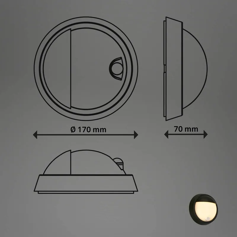 Kinkiet zewnętrzny LED 3785015 czarny czujnik ruchu 17cm