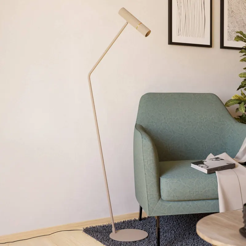 Lampa podłogowa Caminia, wysokość 158,5 cm, kolor piaskowy, stal