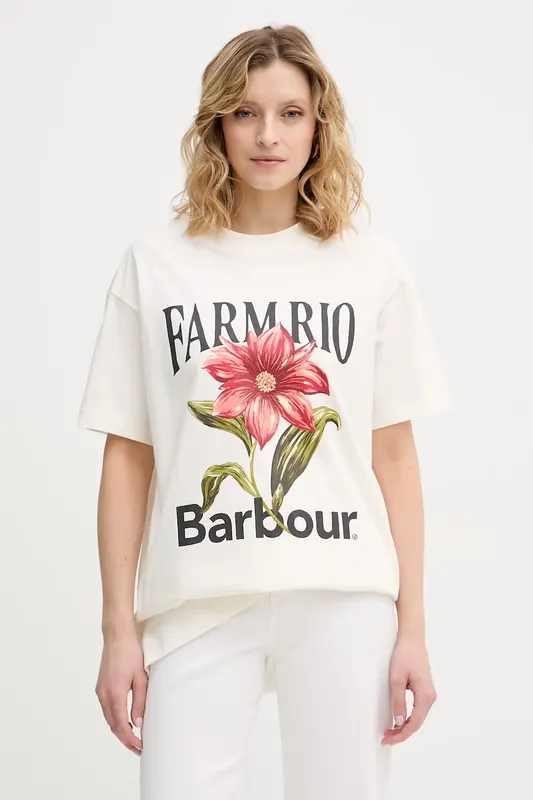Barbour T-shirt damski bawełniany x Farm Rio