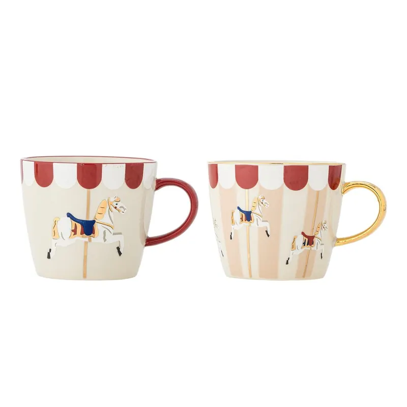 Kamionkowe kubki zestaw 2 szt. ze świątecznym motywem 380 ml Merry-go-round – Bloomingville
