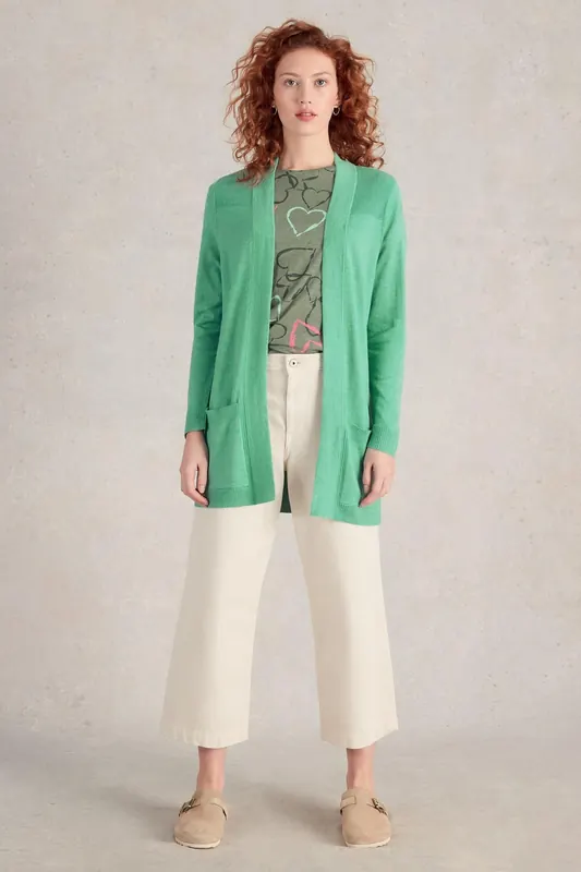 White Stuff Tanya Longline Cardi Mid Teal Maat: 10 | Lichte Jassen Outlet | Dames | Groen