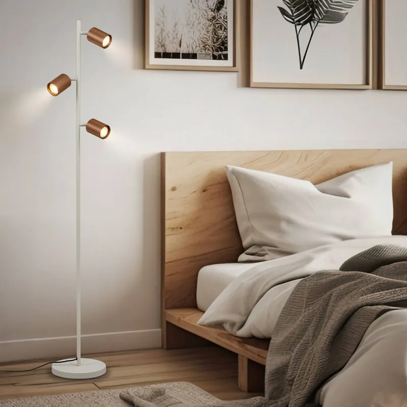 Lampa stojąca Ida, brązowa, 3-punktowa, wysokość 141 cm, GU10