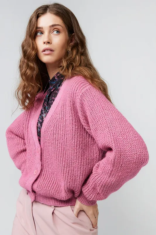 Freebird Parker Cardigan Pink Melange Maat: L | Cardigans Outlet | Dames | Roze