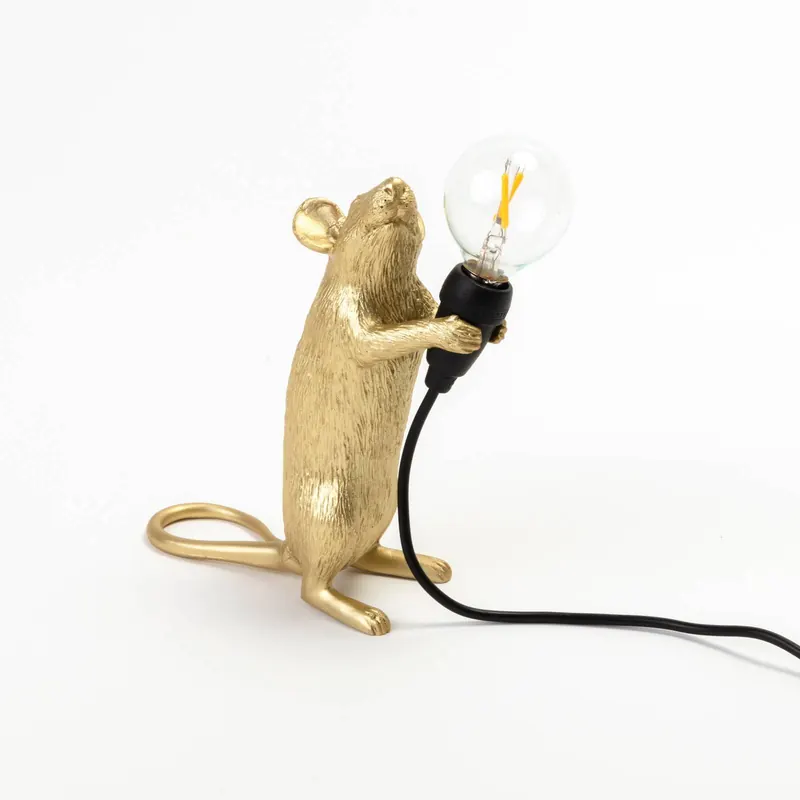 SELETTI Lampka myszka żarówka LED stojąca USB złota