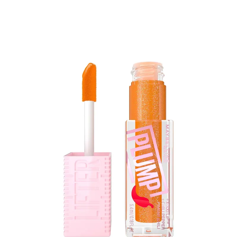 Maybelline Lifter Gloss Plumping Lip Gloss Lasting Hydration Formula With Hyaluronic Acid and Chilli Pepper (Various Shades) - Hot Honey