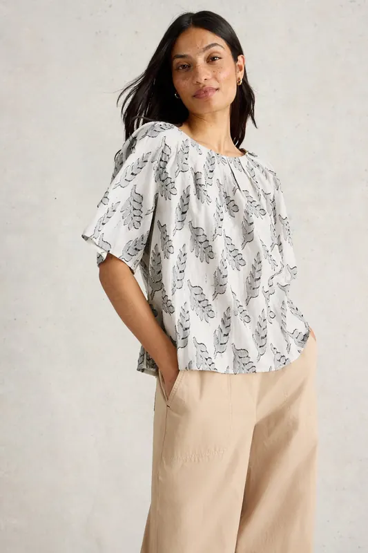 White Stuff Spruce Jaquard Top White Multi Maat: 6 | Blouses Outlet | Dames | Wit