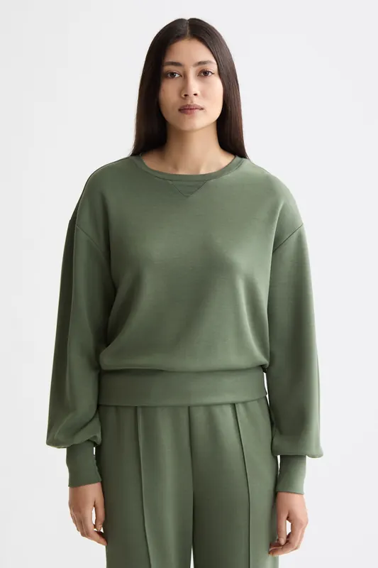 Scotch & Soda Modal Sweatshirt Thyme Maat: XS | Longsleeves Outlet | Dames | Groen
