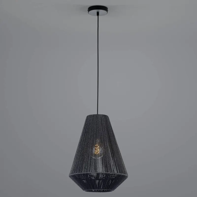 Lampa wisząca Rope wykonana z papieru, czarna, Ø 33 cm