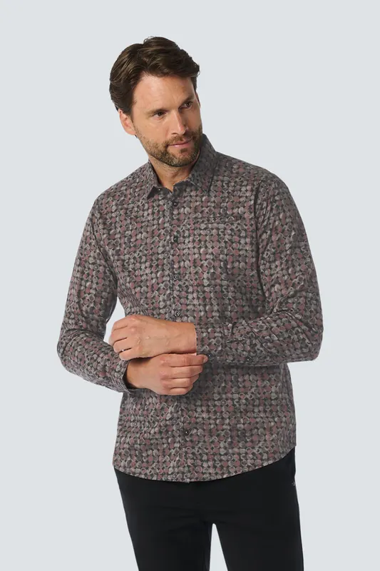 No Excess Shirt Stretch Allover Printed Rusty Maat: XL | Casual Overhemden Outlet | Heren | Grijs