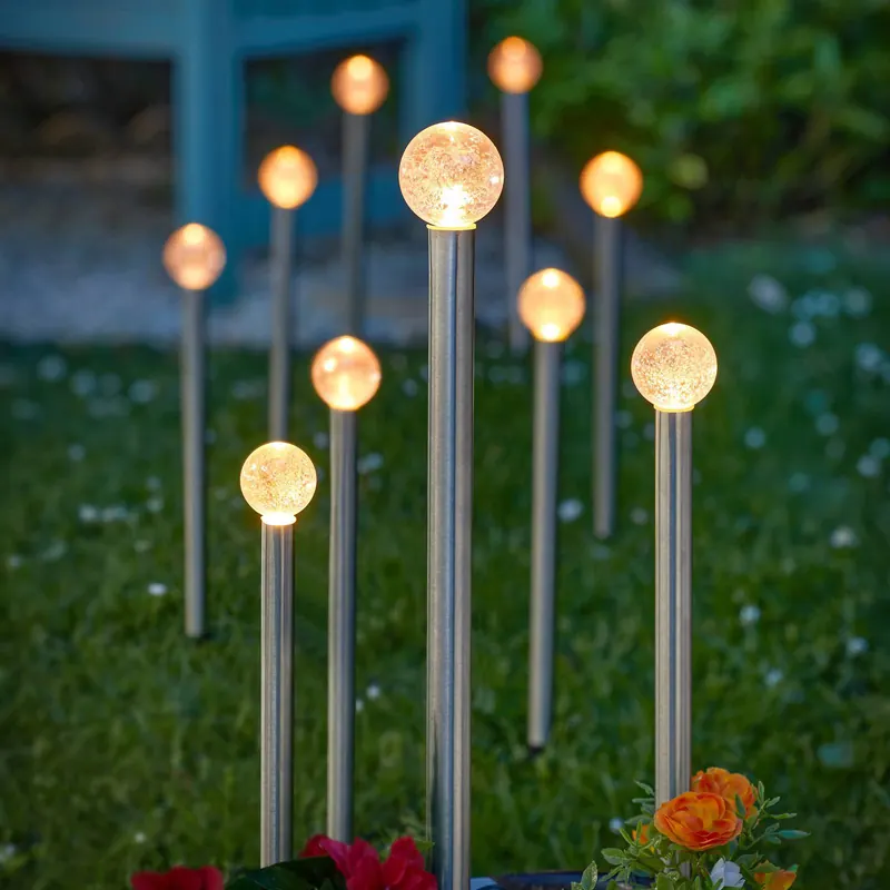 LED-Solar-Erdspieß GlowBall, zestaw 10 sztuk, 44 cm, IP44