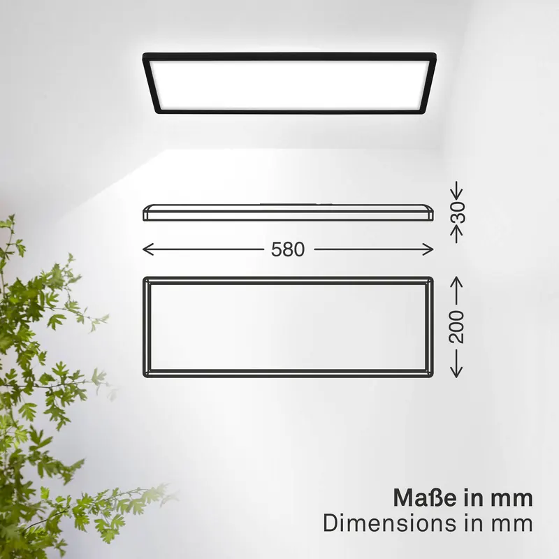 Panel LED Shallow on/off, 58 x 20 cm, czarny, 840 podświetlenie