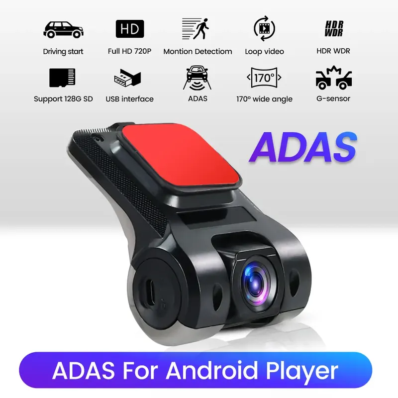 Kamera samochodowa ADAS z szerokim kątem widzenia 170 stopni, rejestrator wideo, kamera samochodowa USB do Androida, rejestrator samochodowy DVR, tryb nocny