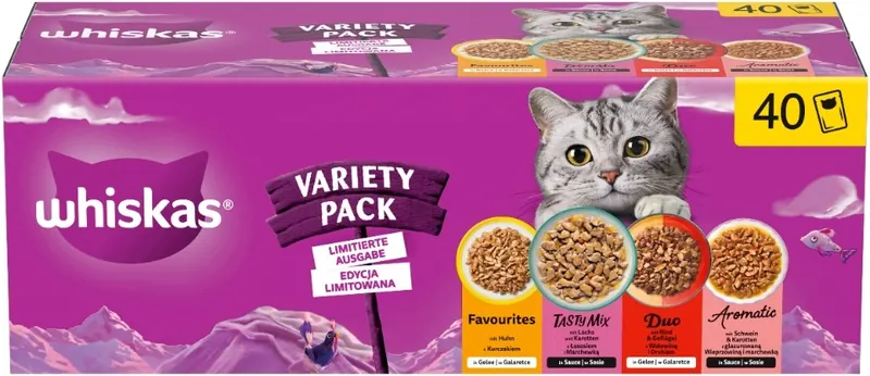Whiskas Variety Pack mokra karma dla kota w sosie i galaretce 40 x 85g