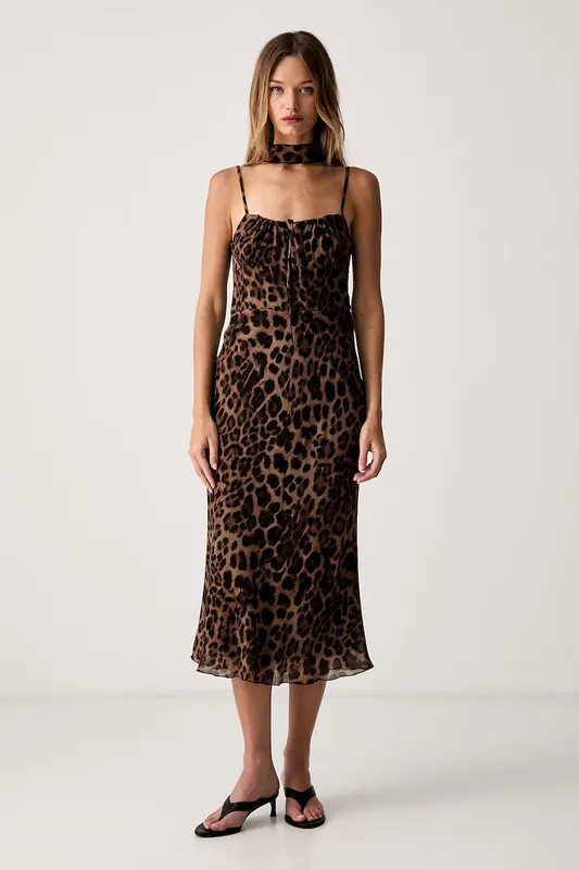 Le Privé sukienka letnia z wiskozy JANELLE CHIFFON LEOPARD