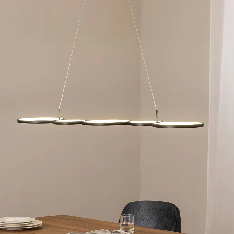 Żyrandol LED Olympia, metal, czarny, 4000 K