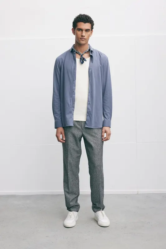 The Goodpeople Stirr Shirts Stormy Blue Maat: S | Casual Overhemden Outlet | Heren | Blauw
