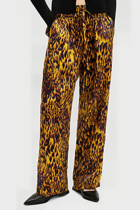 AllSaints Tyler Trouser Teresa Deep Yellow Maat: S | Wijde Broeken Outlet | Dames | Geel