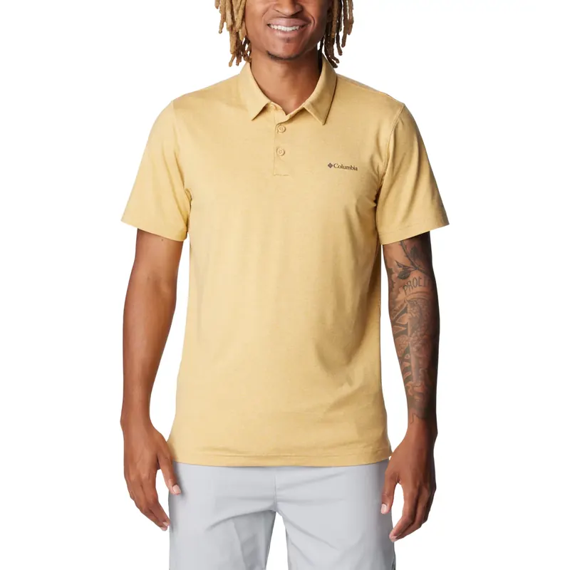 Columbia Tech Trail Polo Shirt 1768701292, Męskie, Żółte, koszulki polo, poliester, rozmiar: S