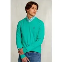 River Woods Normal Fit Basic Cotton V-neck Pullover Moscow Mule Green Maat: S | Sweaters Outlet | Heren | Groen