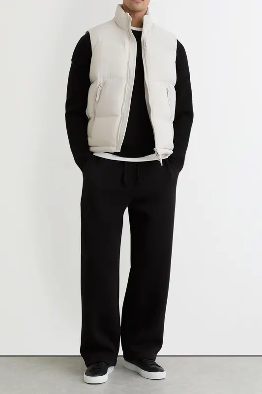 Reiss Quilted Zip Through Puffer Gilet Light Stone Maat: L | Winterjassen Outlet | Heren | Ecru