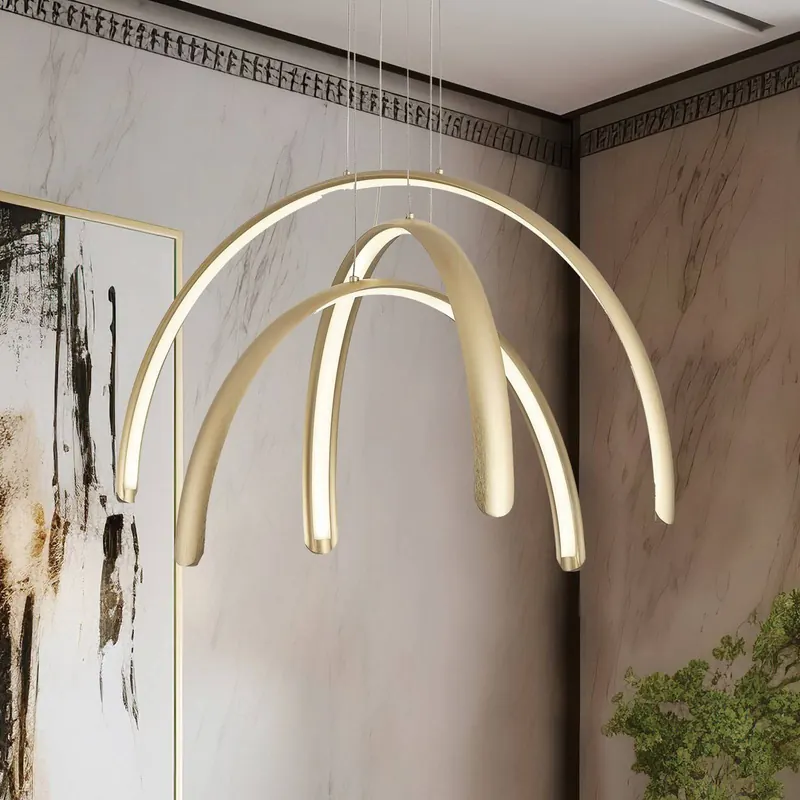 Lampa wisząca LED Megan, długość 60 cm, kolor złoty, 3-punktowa.
