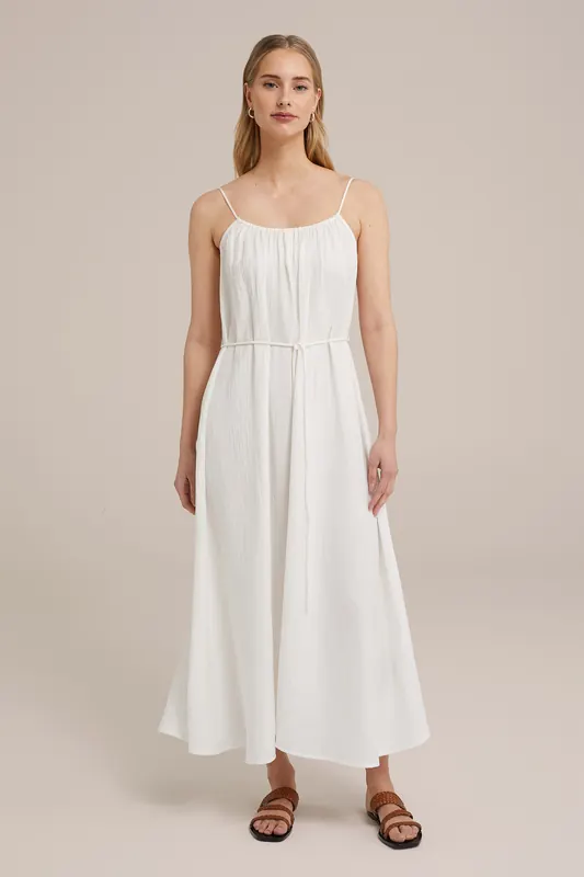 We Fashion Dress Mid Length White Maat: XXL | Midi Jurken Outlet | Dames | Wit