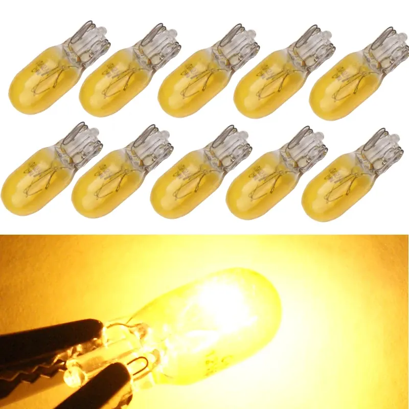 10szt żółty Kolor samochodu T10 W5W żarówki halogenowe 194 158 Kliny boczne 12v 5w Xexon Lampa Instrument Światło do czytania Światło obrysowe