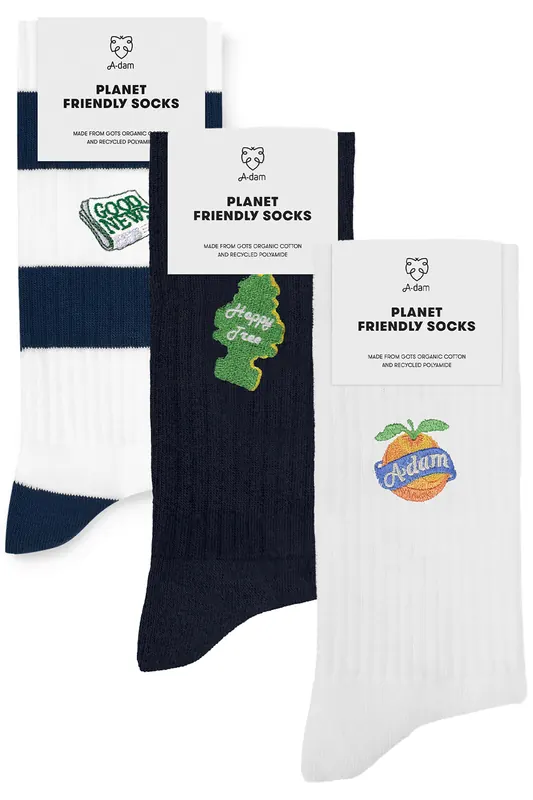A-DAM Unisex 3-pack Crew Socks Multicolor Maat: 36-40 | Sokken Outlet | Unisex | Blauw