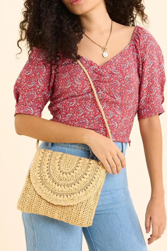 ICode Red Paisley Print Top Carmine Red Maat: XS | Blouses Outlet | Dames | Rood